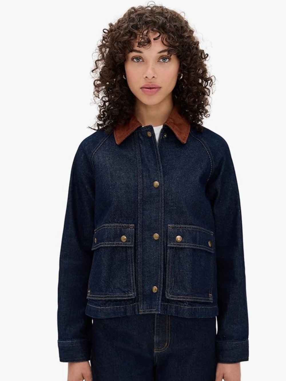 📌 NWOT Madewell Corduroy Collar Denim Barn Jacket